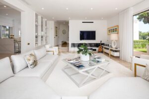 Living area with fireplace