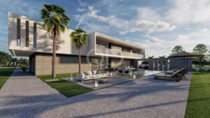 Sophisticated contemporary villa with inviting poolside lounge and elegant architectural design