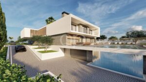 Distinctive contemporary villa with bold architecture and elegant poolside setting