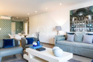 Open plan living area with bright interiors