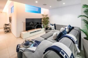 Comfortable lounge with large screen