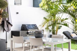 Outdoor barbecue and dining area