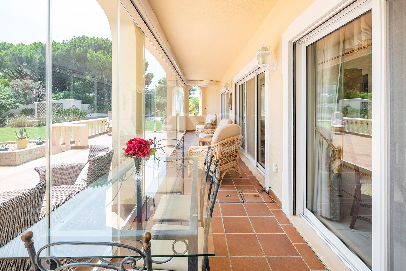 Covered Terrace with Outdoor Seating Area