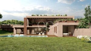 Contemporary villa design with garden, terrace and expansive glazing