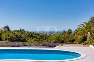 Piscine avec jardin paysager et vue sur la campagne