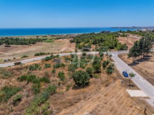 Aerial view of building plot close to the coastline