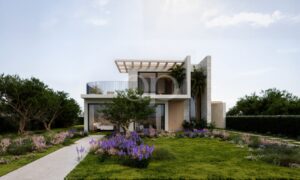 Villa contemporaine avec jardin paysager et terrasse couverte