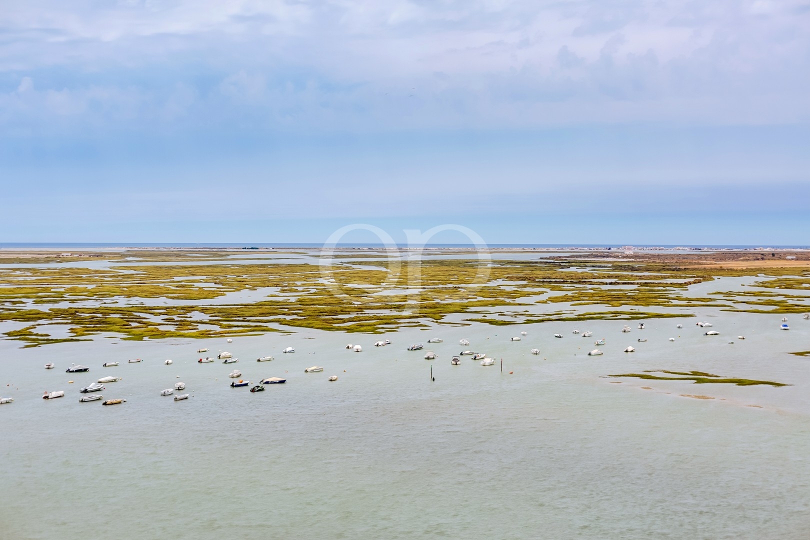 Vista panorâmica sobre os tranquilos cursos de água e a paisagem natural protegida
