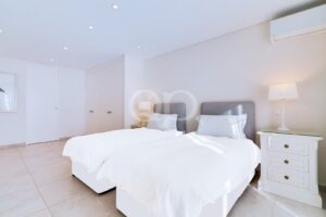 Bright bedroom with neutral interiors