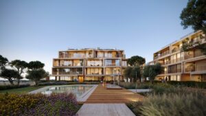 Contemporary real estate opportunity featuring luxury apartments providing seamless indoor-outdoor living