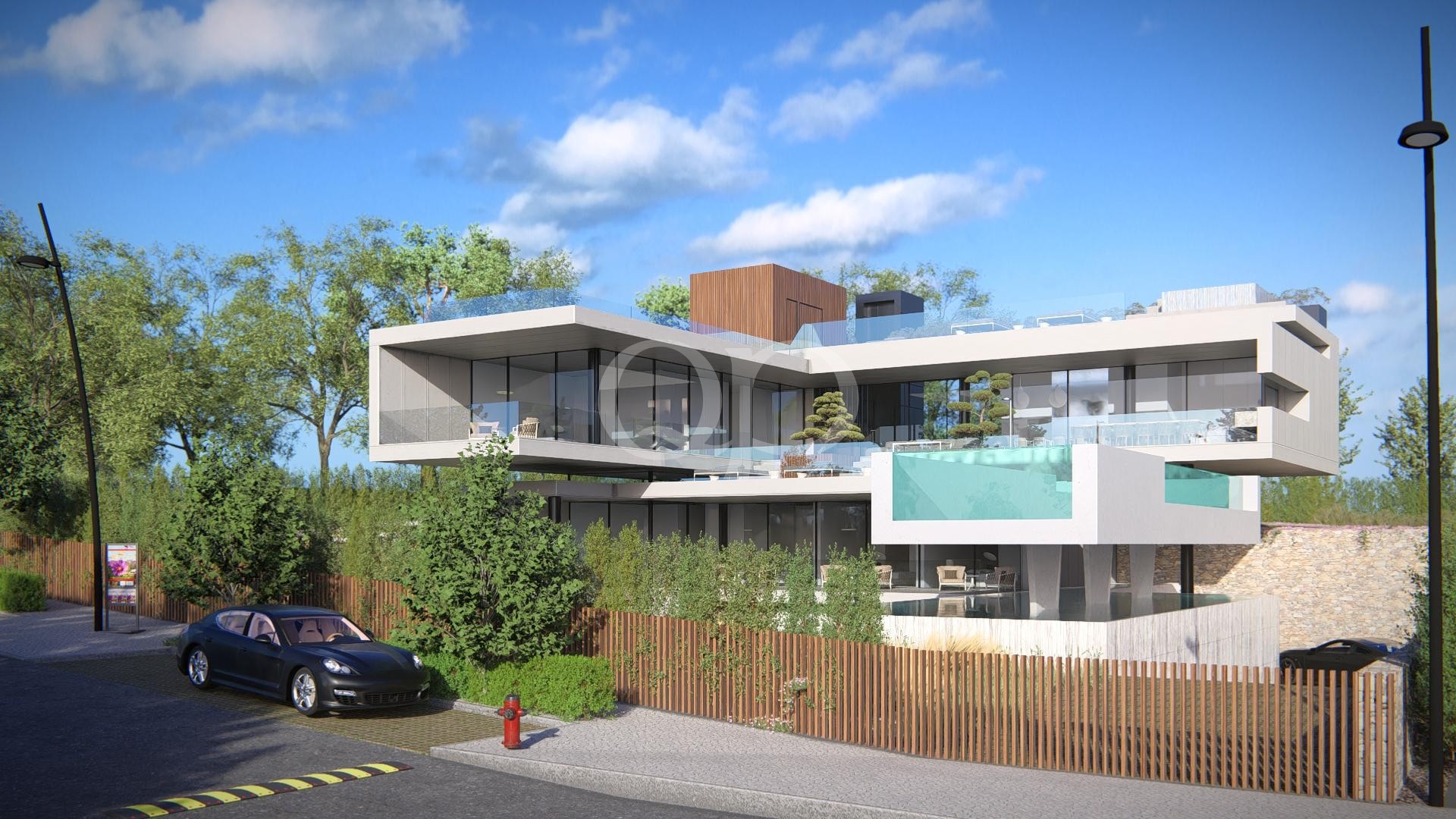 Beeindruckende, luxuriöse Villa mit großzügigen Glasfenstern und atemberaubenden Infinity-Pools