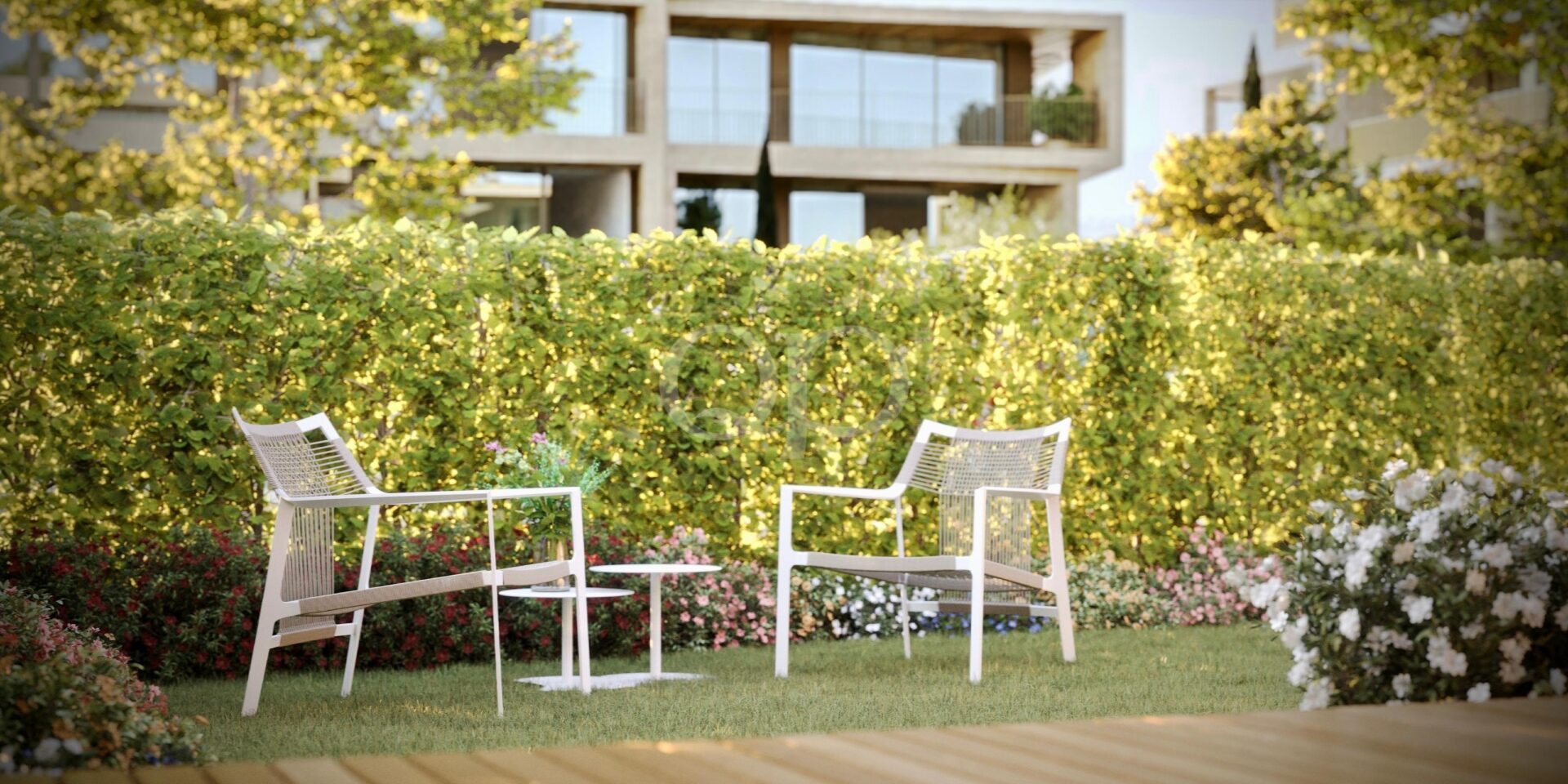 Magnifique terrasse extérieure d'un immeuble d'appartements de luxe en Algarve