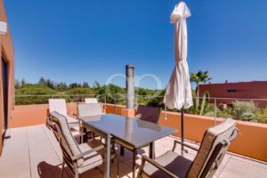 Terrasse sur le toit avec coin repas extérieur et vue dégagée