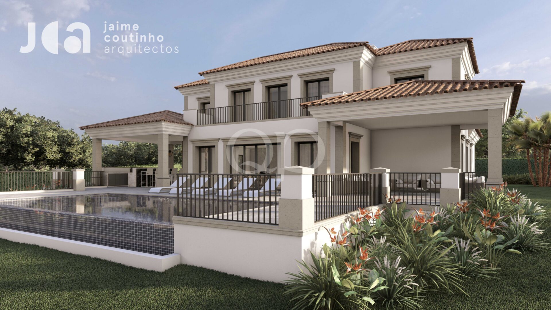 Villa design with covered outdoor terrace
