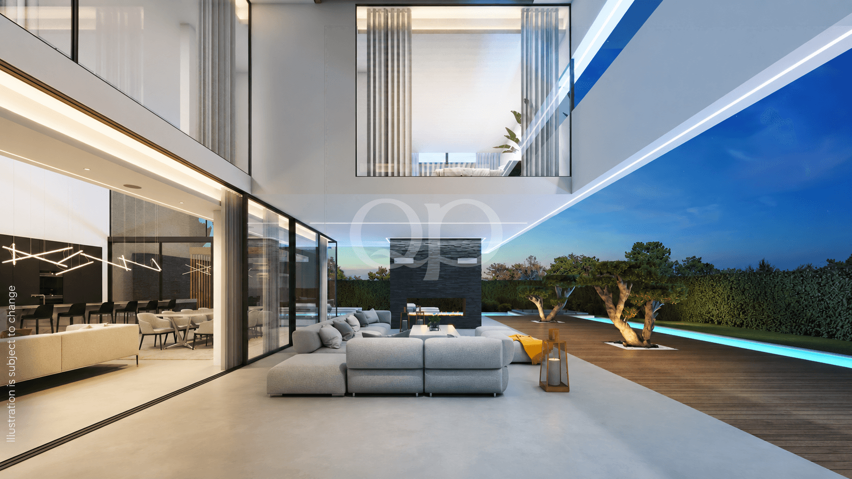 Grand salon avec vue sur le jardin