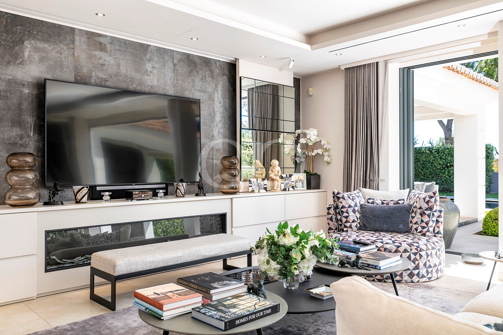 Elegant living room with fireplace