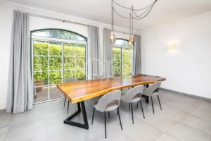 Bright dining area overlooking the garden