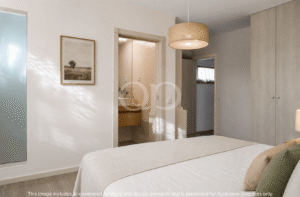 Chambre avec accès direct à une salle de bains privative élégante