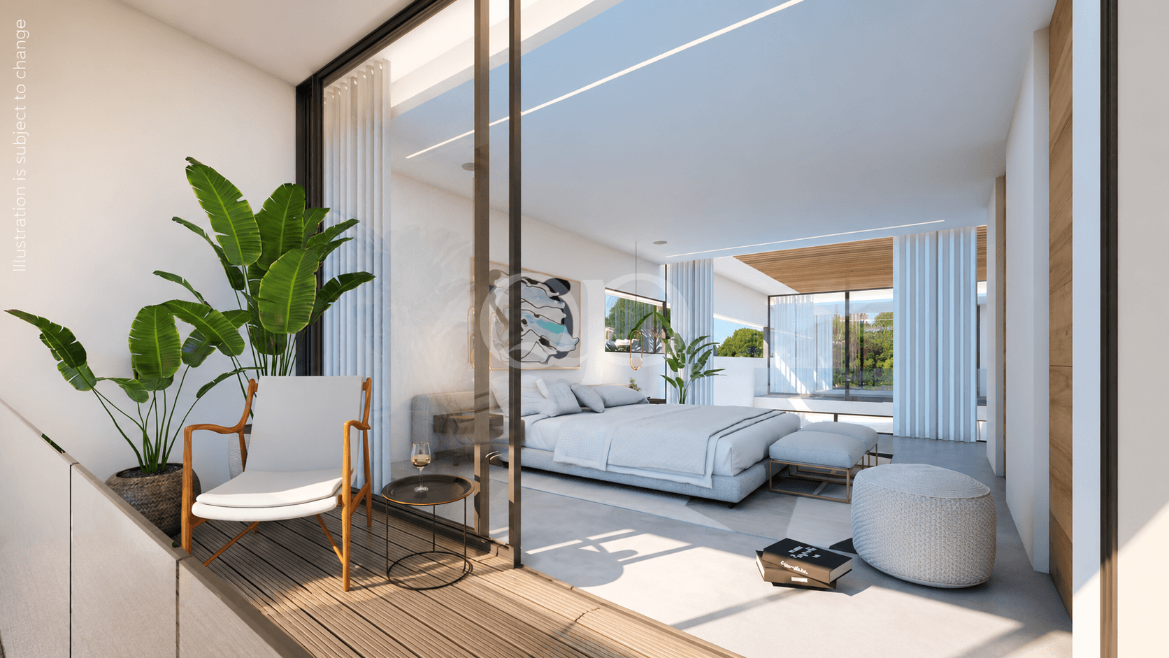 Chambre lumineuse et spacieuse à la décoration contemporaine