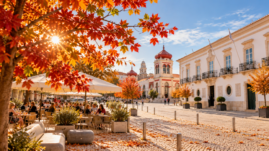 Un après-midi d'automne à Loulé, avec ses cafés en terrasse et le marché couvert.