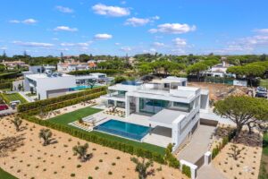 Aerial view of luxury villa in Quinta do Lago